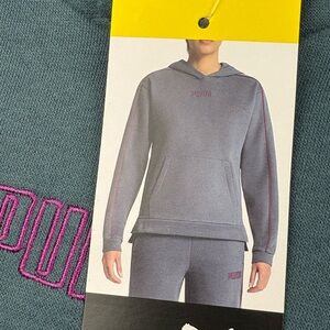 Puma Men's Gray Hoodie with Pink Accents